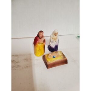 Vintage 50/60s Plastic (Blow Mold) Nativity Set, Mary Joseph Baby Jesus